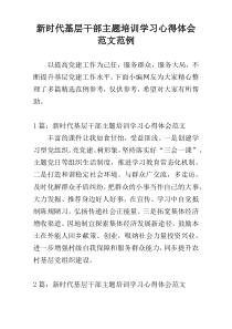 新时代基层干部主题培训学习心得体会范文范例