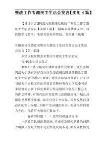 整改工作专题民主生活会发言【实用4篇】