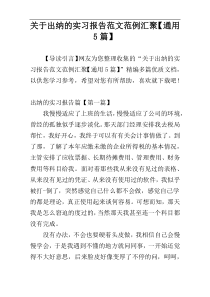 关于出纳的实习报告范文范例汇聚【通用5篇】