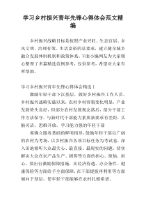 学习乡村振兴青年先锋心得体会范文精编