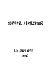 组织结构设置、人事安排及激励政策