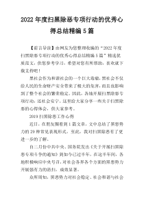 2022年度扫黑除恶专项行动的优秀心得总结精编5篇