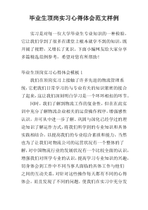 毕业生顶岗实习心得体会范文样例