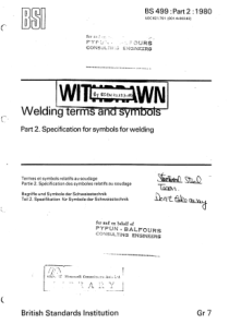 BS 499-2-1980 Welding terms and symbols part2 Spec