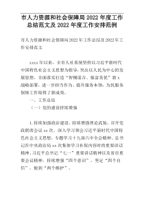 市人力资源和社会保障局2022年度工作总结范文及2022年度工作安排范例