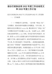 综合行政执法局2022年度工作总结范文和2022年度工作计划