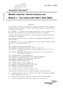 AS 1816.1-2007 Metallic materials—Brinell hardness