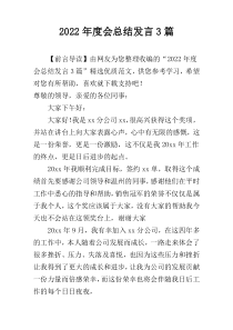 2022年度会总结发言3篇