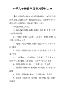 小学六年级数学总复习资料大全