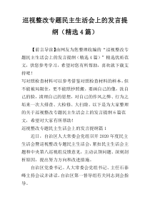 巡视整改专题民主生活会上的发言提纲（精选4篇）