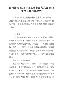 区司法局2022年度工作总结范文暨2022年度工作打算范例