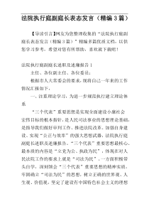 法院执行庭副庭长表态发言（精编3篇）