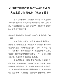 在创建全国民族团结进步示范区动员大会上的讲话稿范例【精编4篇】