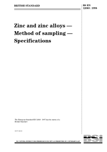 BS EN 12060-1998 锌和锌合金取样规Zinc and zinc alloys - Me