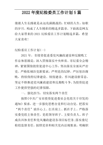 2022年度纪检委员工作计划5篇