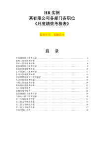 HR实例：某公司各部门各职位《月度绩效考核表》(实操范本)