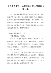 关于个人廉政（述职报告）怎么写范例3篇分享