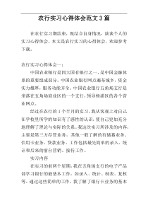 农行实习心得体会范文3篇