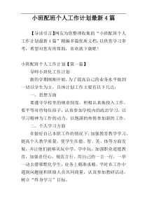 小班配班个人工作计划最新4篇