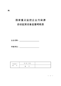 《国家重点监控企业污染源自动监测设备考核表》