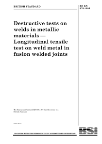 BS EN 876-1995 destructive tests on welds in metal