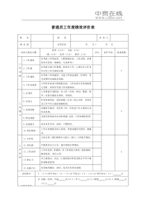 【绩效考核】普通员工年度绩效评价表