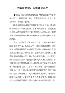 网络营销学习心得体会范文