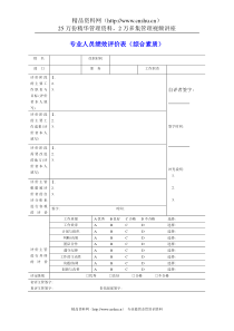 专业人员绩效评价表（综合素质）