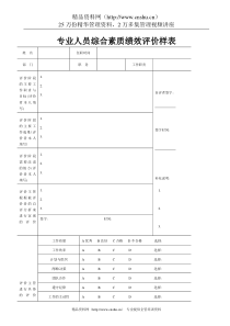 专业人员综合素质绩效评价样表