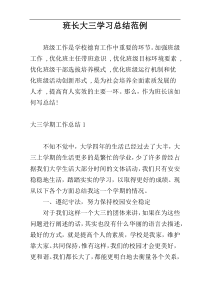 班长大三学习总结范例