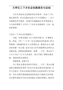 大学生三下乡社会实践报告与总结