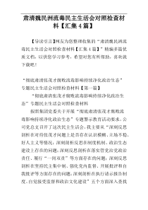 肃清魏民洲流毒民主生活会对照检查材料【汇集4篇】