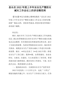 县长在2022年度上半年安全生产暨防灾减灾工作会议上的讲话稿范例