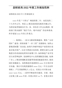 县财政局2022年度工作规划范例