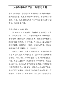 大学生毕业后工作计划精选5篇