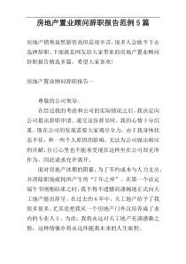 房地产置业顾问辞职报告范例5篇