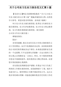 关于公司实习生实习报告范文汇聚5篇