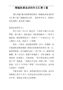 精编执着追求的作文汇聚5篇