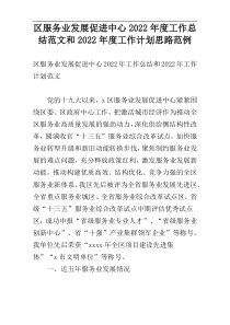 区服务业发展促进中心2022年度工作总结范文和2022年度工作计划思路范例