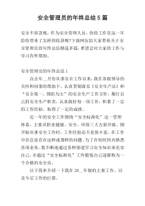 安全管理员的年终总结5篇