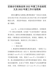 区综合行政执法局2022年度工作总结范文及2022年度工作计划范例_1