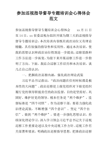 参加巡视指导督导专题培训会心得体会范文