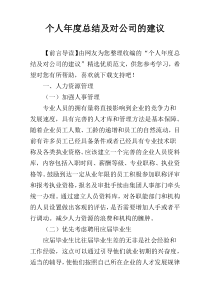 个人年度总结及对公司的建议