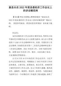 副县长在2022年度县委经济工作会议上的讲话稿范例