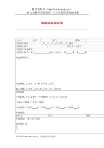 公司考核表格-违规过失处分单