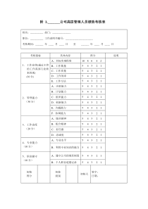 公司高层管理人员绩效考核表