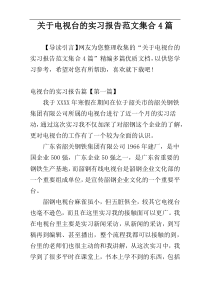 关于电视台的实习报告范文集合4篇