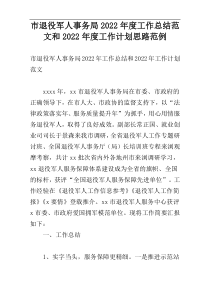 市退役军人事务局2022年度工作总结范文和2022年度工作计划思路范例