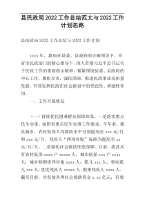 县民政局2022工作总结范文与2022工作计划思路