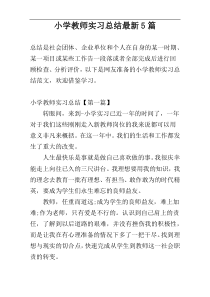 小学教师实习总结最新5篇